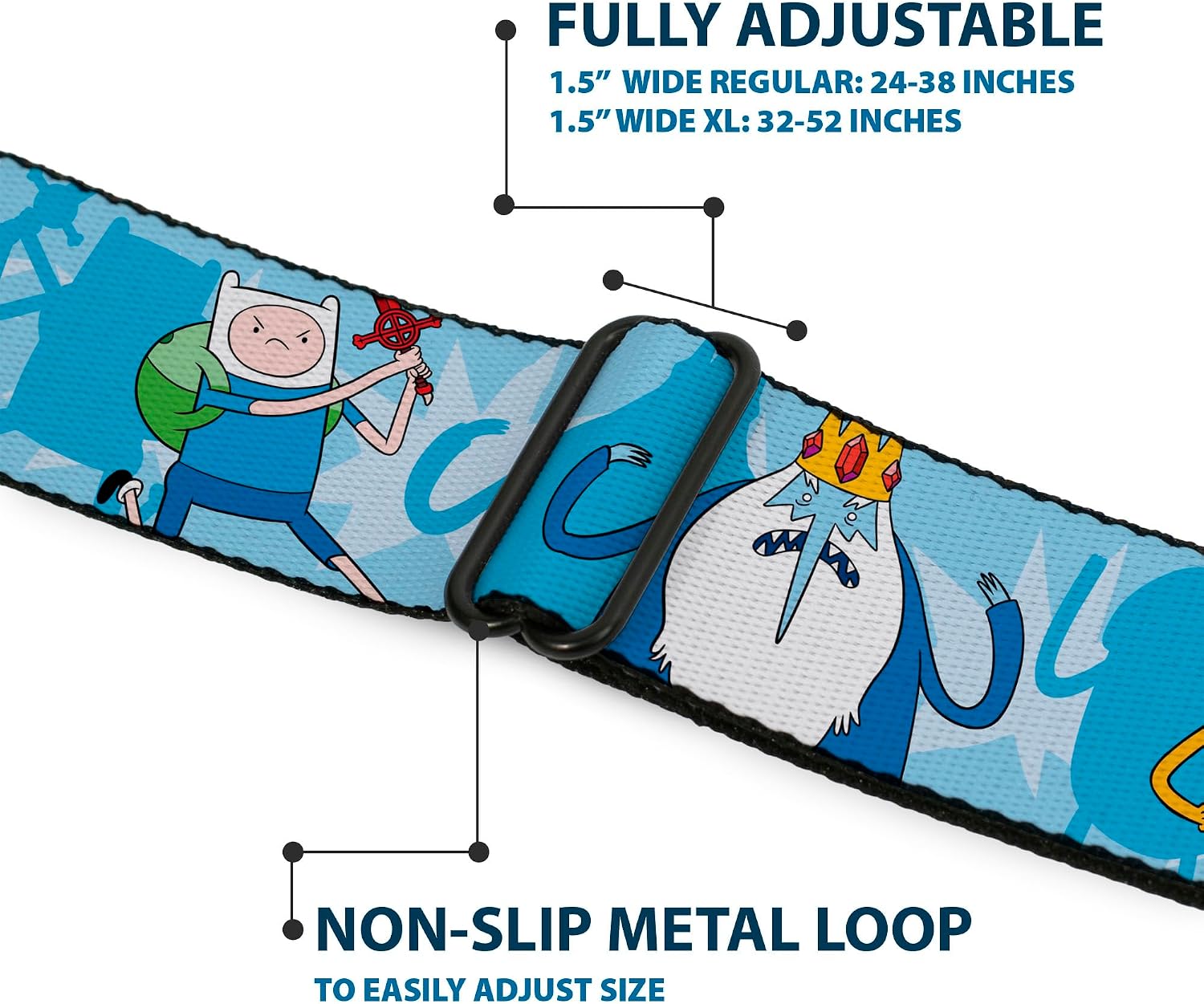 Cartoon Network Belt, Seatbelt Buckle Belt, Adventure Time Bmo Finn Ice King Jake Group Pose Blues, Adjustable