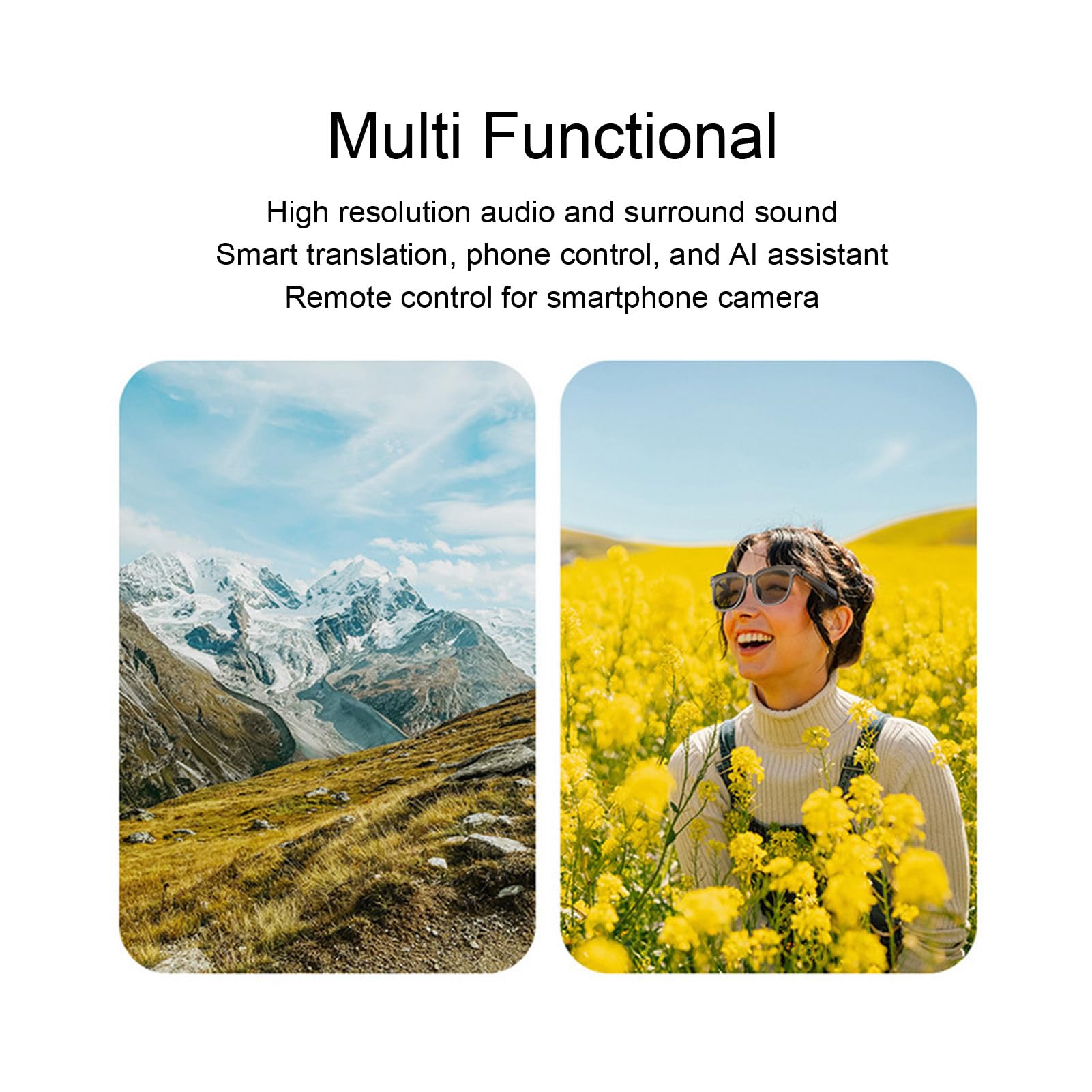 GOWENIC Smart Audio Glasses, Bluetooth Sunglasses Blue Light Blocking, Smart Glasses with Touch and Voice Aid, HandsFree Smarts Sunglasses Built in Mic Speakers for Android Answering