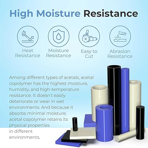 Miniatura 3 de Paquete de 2 varillas redondas de copolímero de acetal, tolerancia estándar de 2 pulgadas de diámetro y 12 pulgadas de longitud, varillas de
