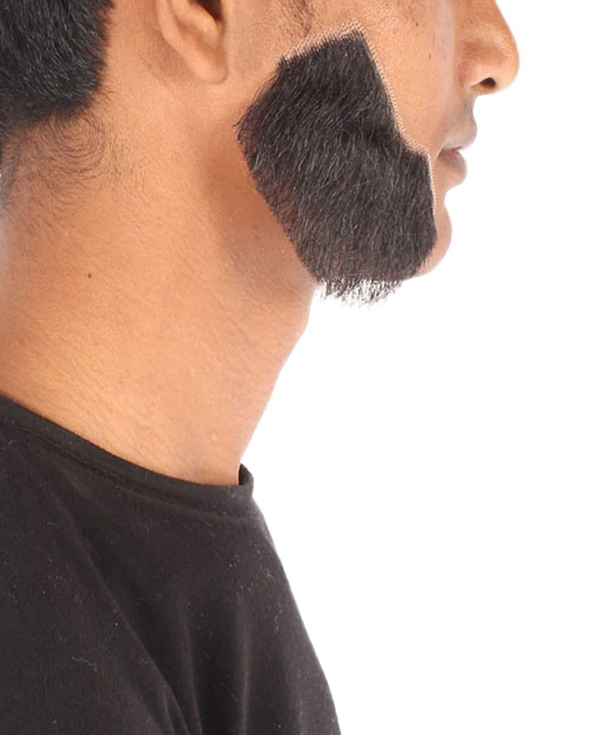 HPO Men's Human Hair Side Burns Cosplay Facial Hair (Black)