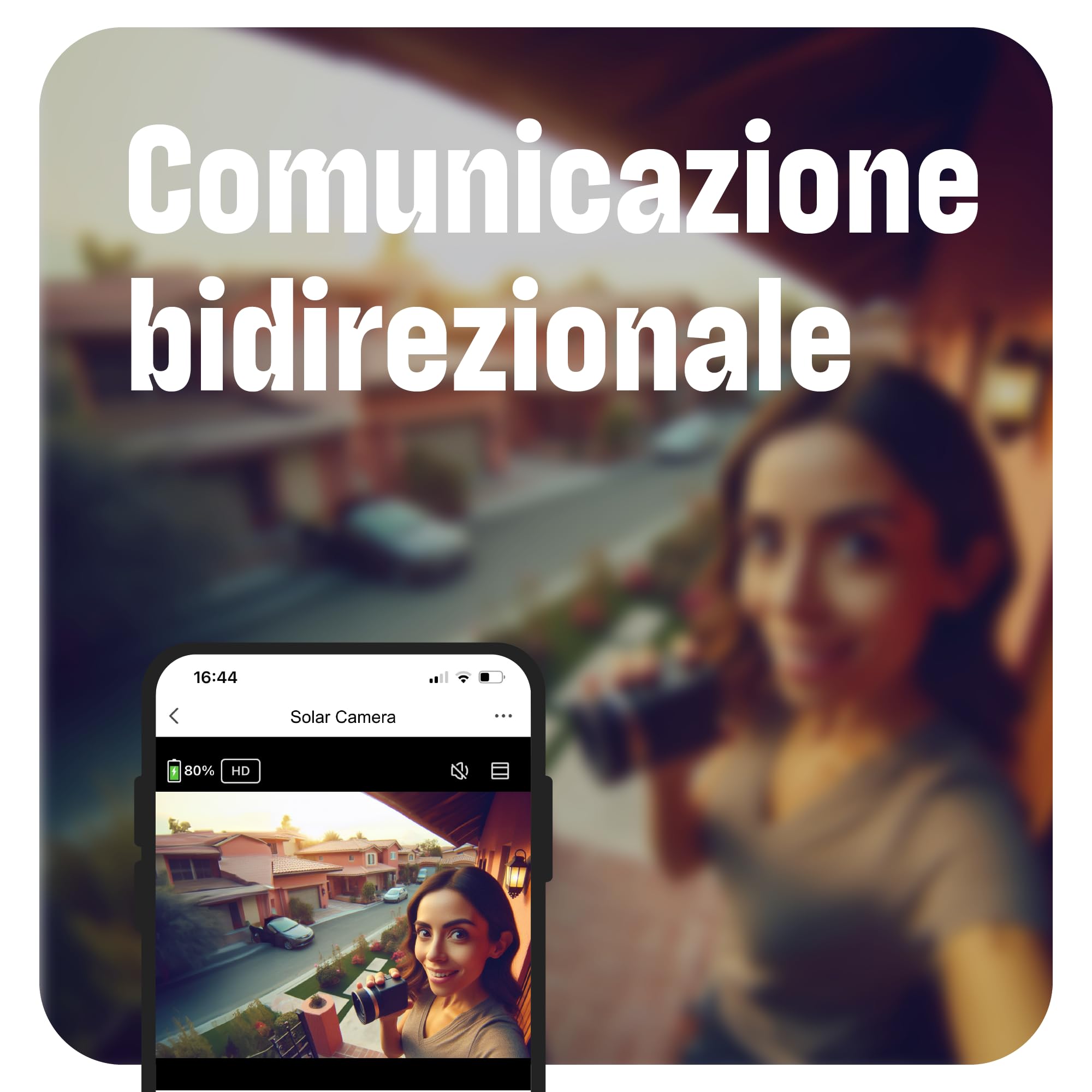 OMAJIN by Netatmo, Telecamera Wi-Fi Esterno Senza Fili a Batteria, con Pannello Solare, visione notturna HD, sirena da 105 dB, rilevamento persone/movimenti/suoni, 2 Vie Audio, IP55, WIFI 2.4, OSC-01
