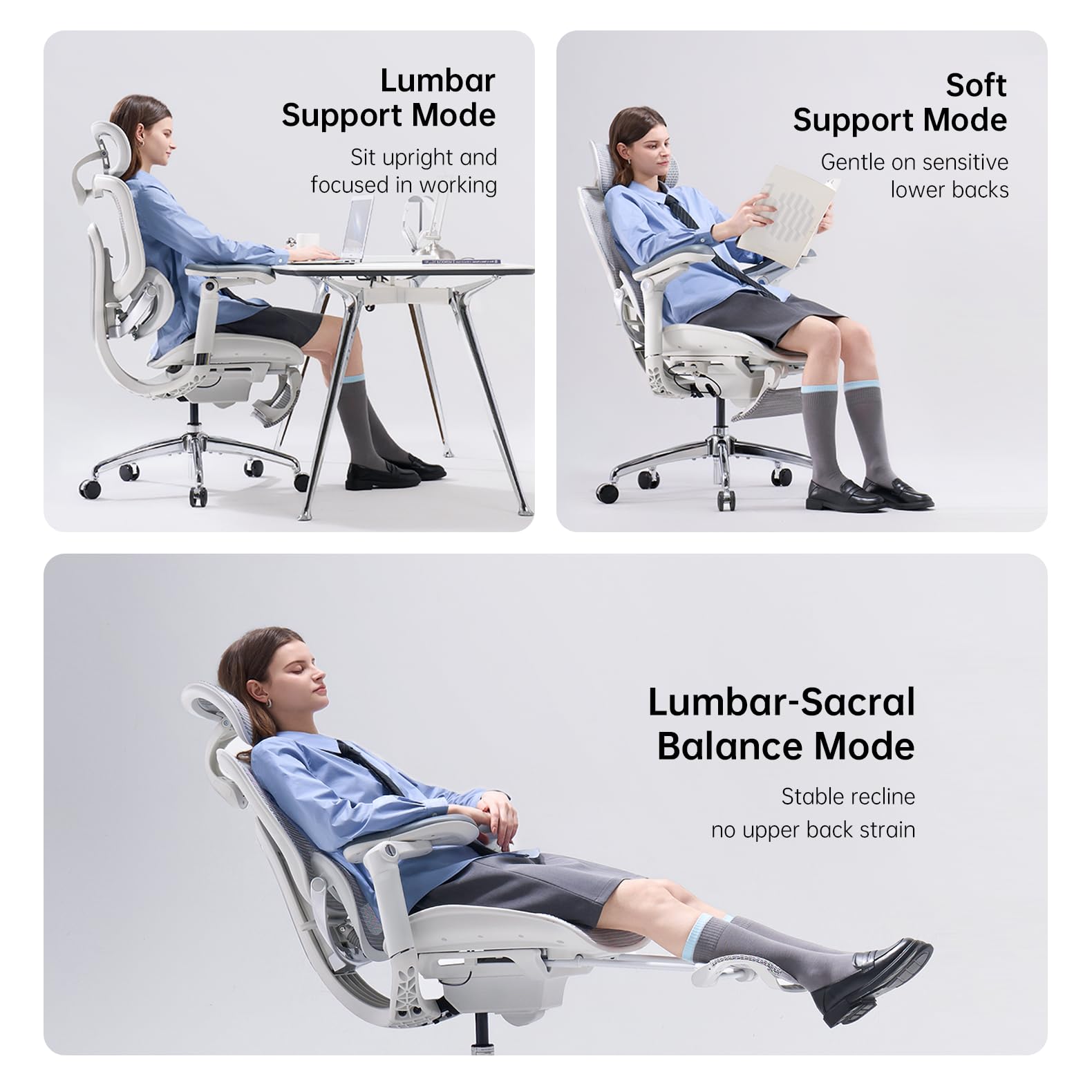 SIHOO Doro C300 V2 Ergonomischer Bürostuhl mit Fußstütze, Netz-Schreibtischstuhl mit 8D-Armlehnen, Drehbarer Lendenwirbelstütze, 3D-Kopfstütze, Computerstuhl für Homeoffice und langes Sitzen, Weiß