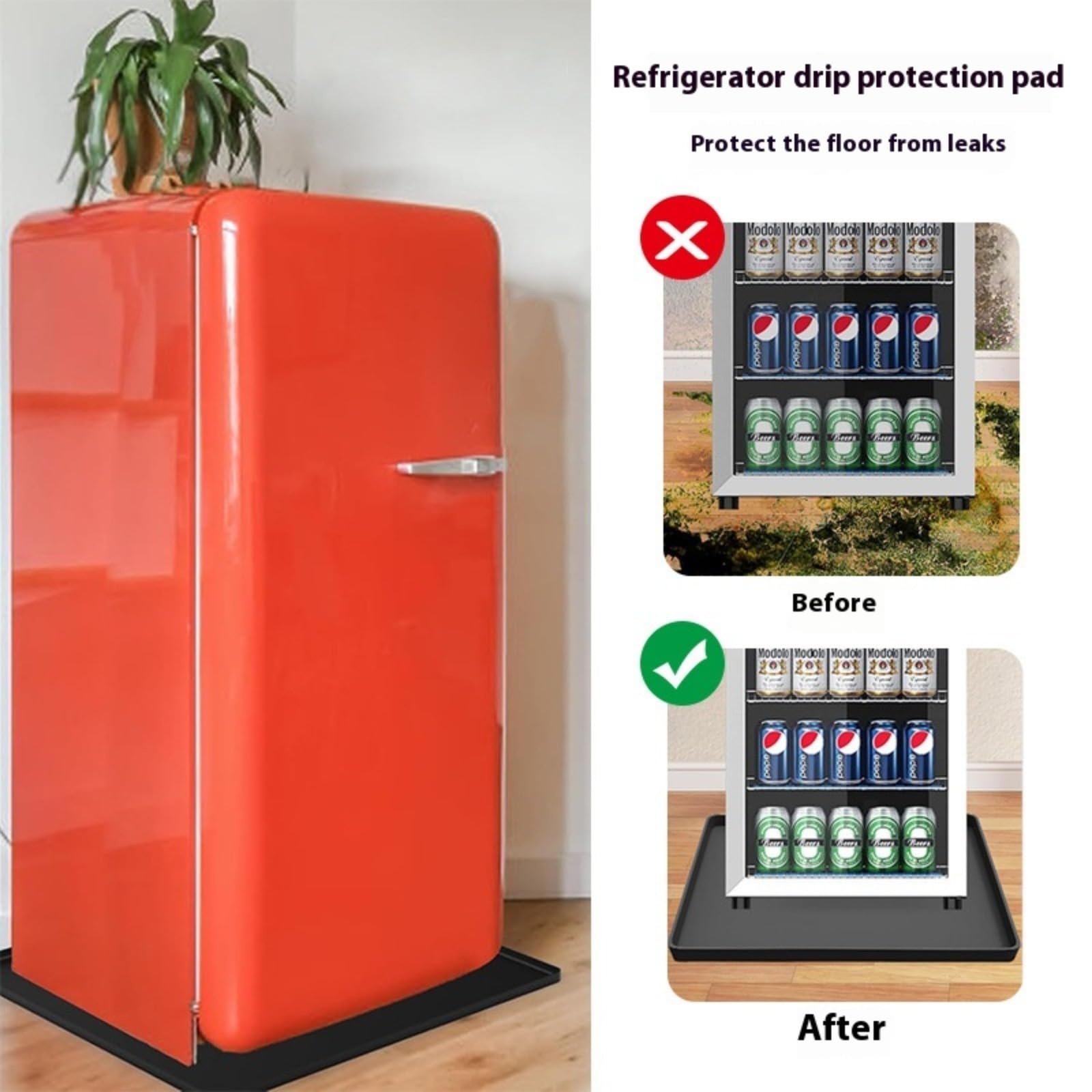 Bandeja de Drenaje para Mini-refrigeradores y Vinotecas, Alfombra para Lavadora, Protección de Silicona para lavandería de 60 x 60 cm, Adecuada para lavadoras, secadoras, cocinas