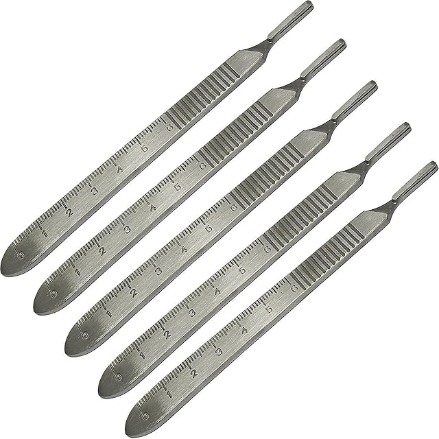 YNR Scalpel Handle No.3 Fits Swann Morton Blades - Surgical,Sign,Craft,Card Making Cutter,Podiatry,Dental (5 Handles)