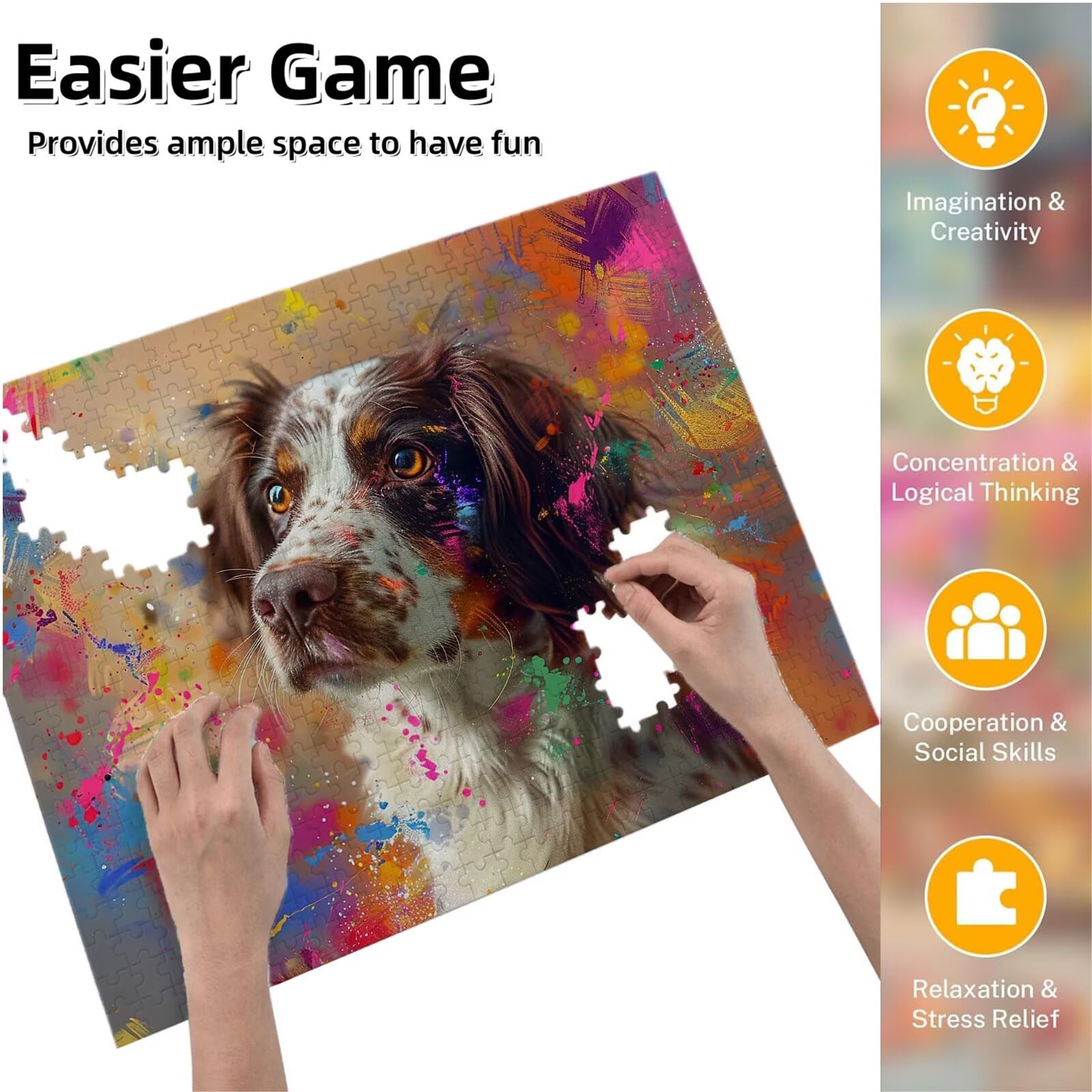 Puzzle dla dorosłych, 3000 sztuk, trudne drewniane puzzle, gra, gra logiczna, gra ręczna, dekoracja rodzinna, kreatywne hobby, prezent 81 x 122 cm kolorowy pies K0F-47