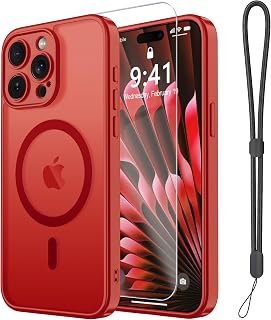 Magnetic Case for iPhone 15 Pro Case with Screen Protector+Wrist Strap