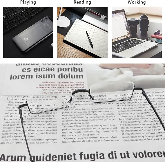 2 Pairs Half Reading Glasses Square Semi Rimless Readers Metal Frame for Men and Women