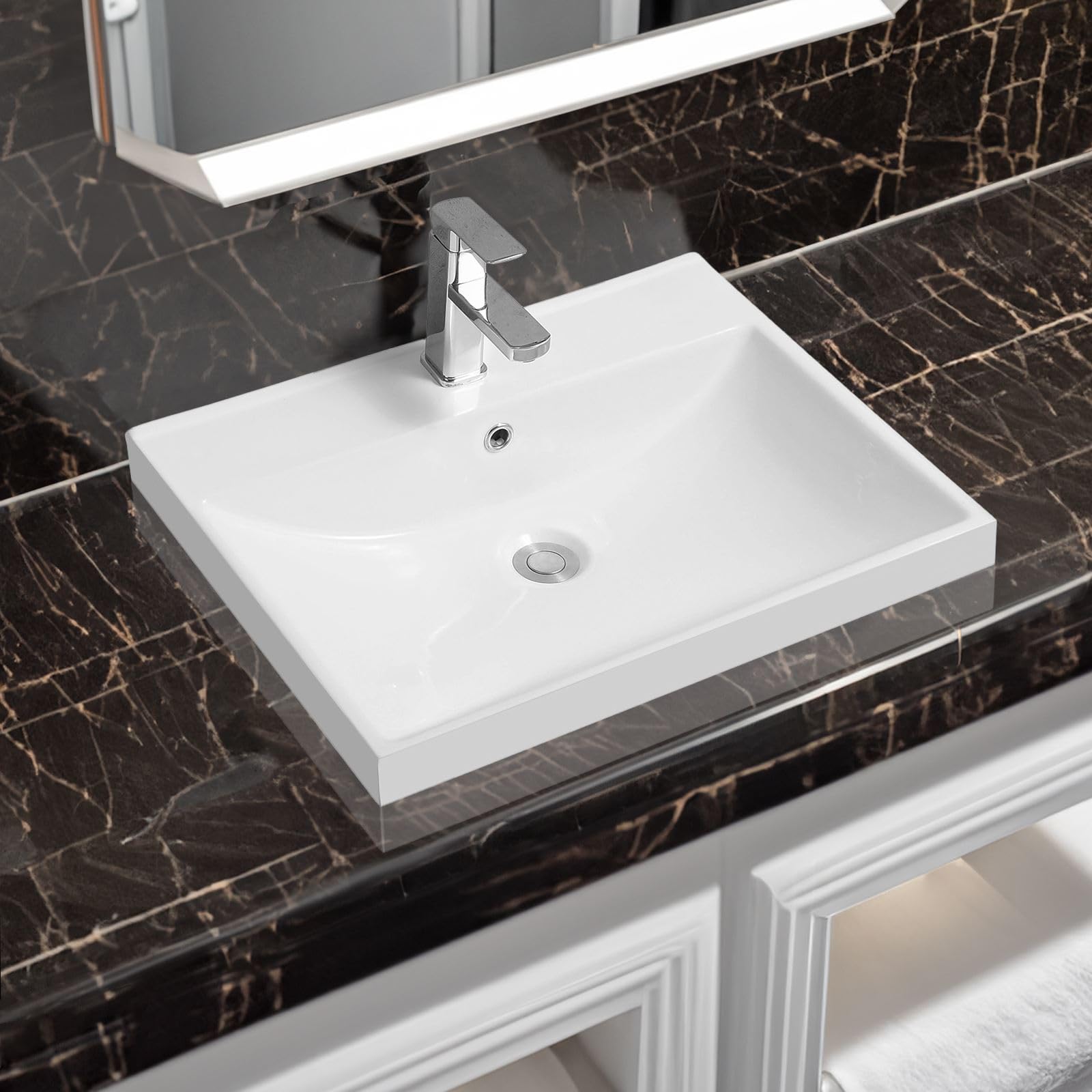 Limoge - Inset Basin - Ceramic - 60.5cm - White