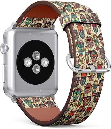 Amazon.com: (patrón con máscaras tribales africanas) correa de cuero para  Apple Watch Series 4/3/2/1 gen, reemplazo para iWatch 1.654 in/1.732 in  bandas : Celulares y Accesorios