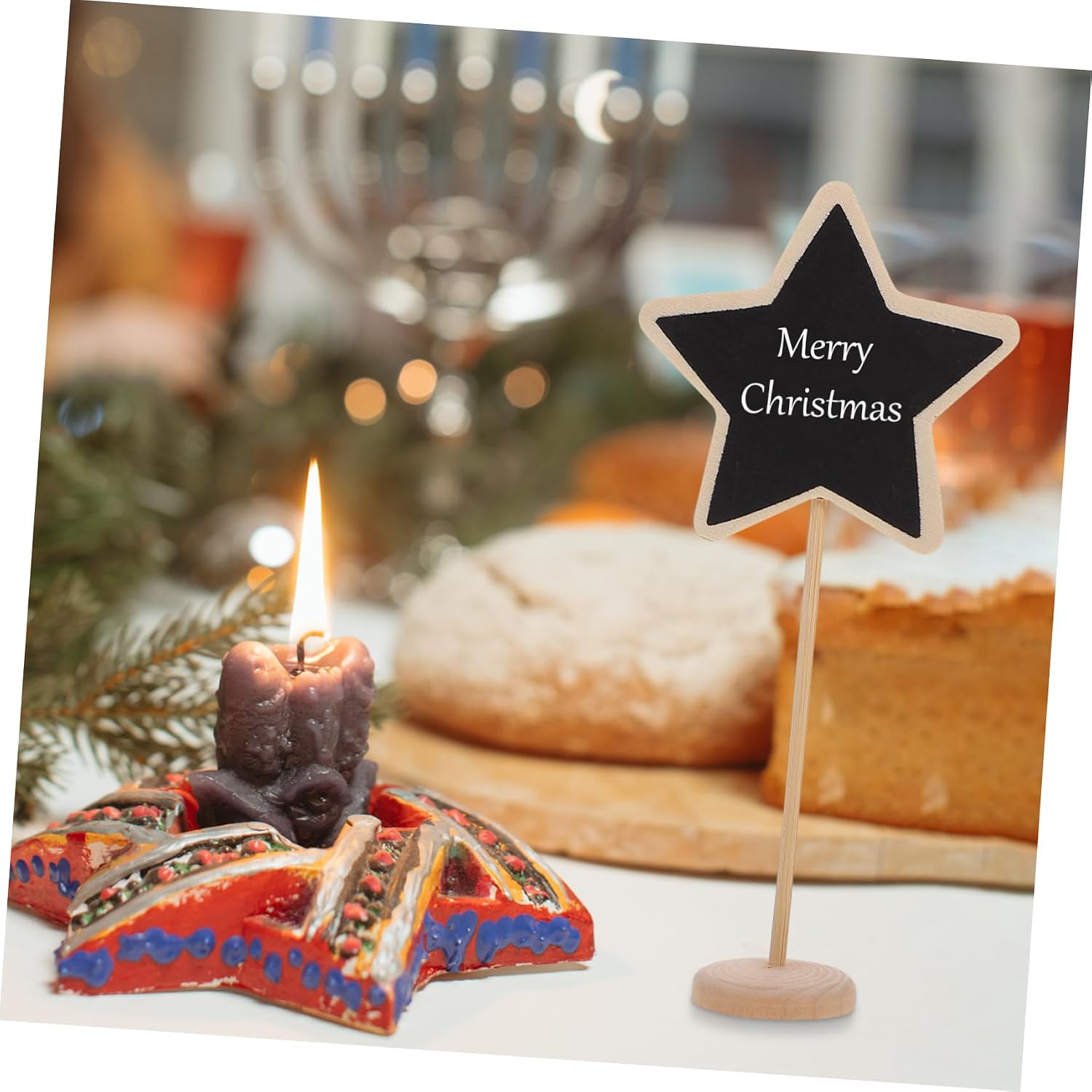 10pcs Mini Wooden Chalkboard Toppers Xmas Party Decor for Plant Pots