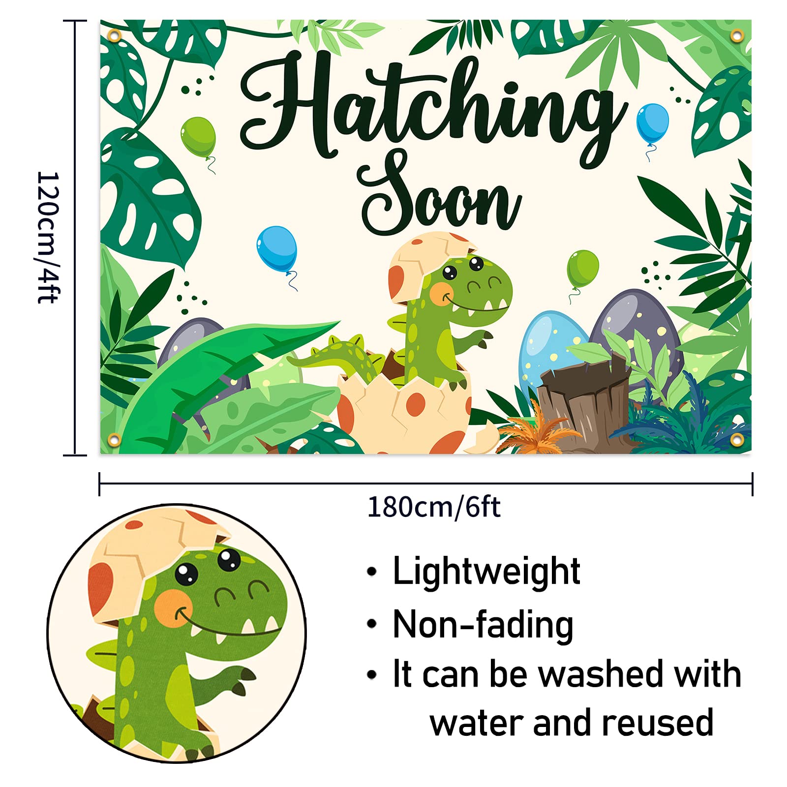 Hatching Soon Banner, Dinosaur Theme Baby Shower Party Decorations Banner For Boys, Gold Glitter Gender Reveal Party Hanging Decor, Dinosaur Birthday Party Supplies And Gifts