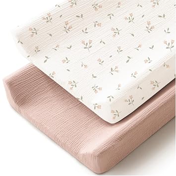 Mair More Changing Pad Cover for Neutral Baby Muslin Soft Cotton Diaper Changing Table Pad Cover Changing Pad Sheets for Girls and Boys - 2 Pack