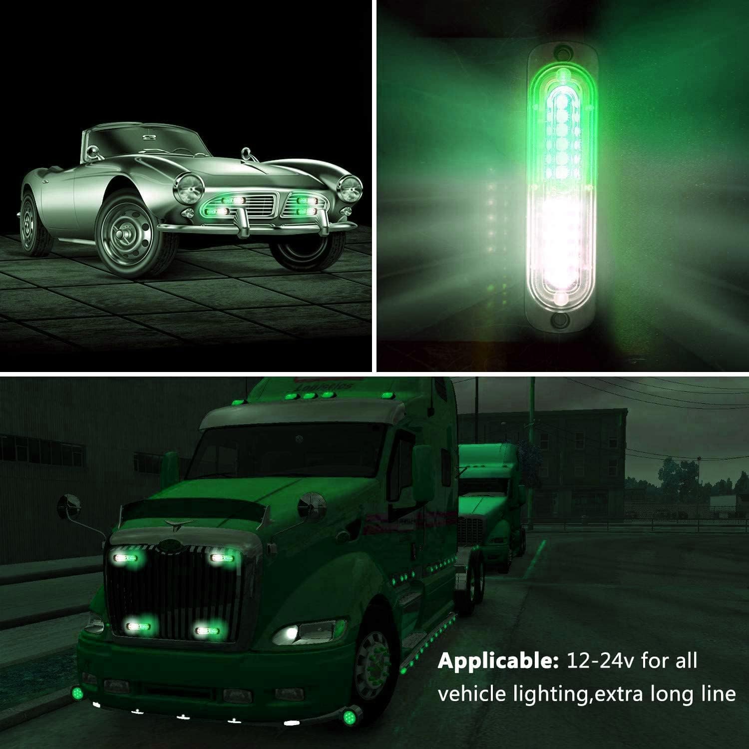 Luces de advertencia LED, 4 piezas de advertencia de emergencia, precaución, peligro, construcción, función de sincronización ultra delgada, para coche, camión, con caja de control principal