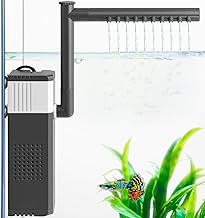 VILLNO 8W 12W Leistungsstarker Aquarienfilter für 30–180L Aquarien, Leise 3-in-1 Aquarium Filter, 400LPH 700LPH Einstellbarer Aquarium Innenfilter für Schildkröten-/Garnelen-/Zuchtbecken