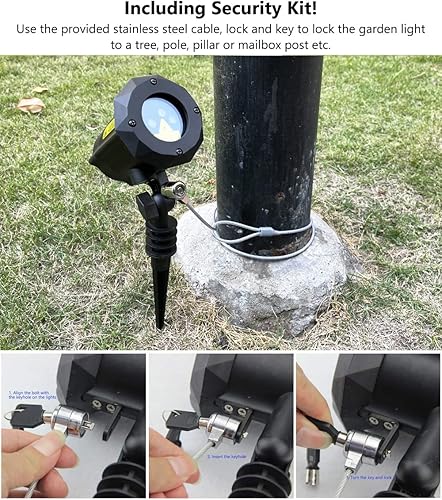 Vista 6 de Poeland Luces de jardín Luces de Navidad láser en movimiento Proyector de estrellas de luciérnaga para el hogar y el rojo/verde/azul (Red/Green/Blue)