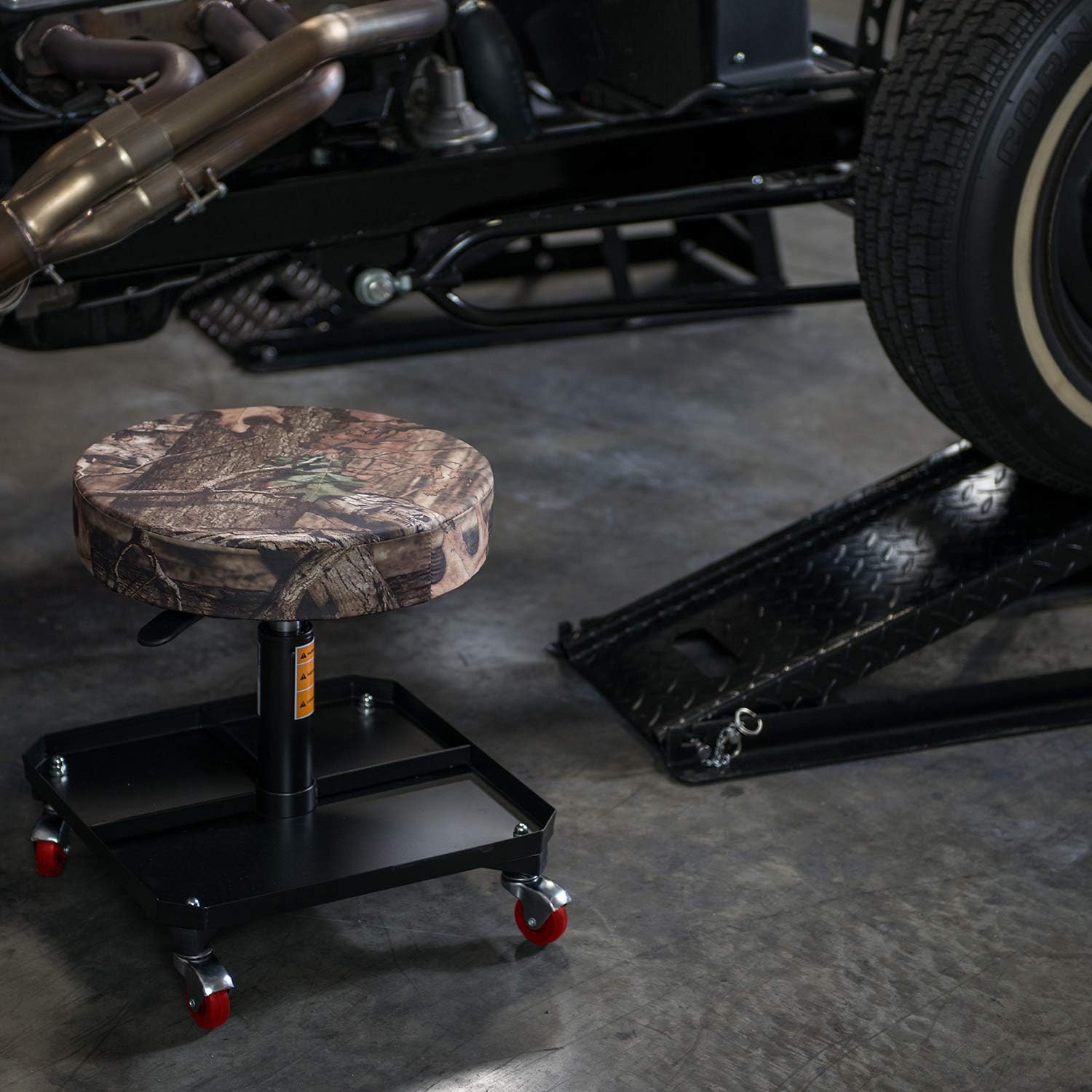 BIG RED TR6350 Torin Rolling Pneumatic Creeper Garage/Shop Seat: Padded Adjustable Mechanic Stool with Tool Tray Storage, Red : Automotive