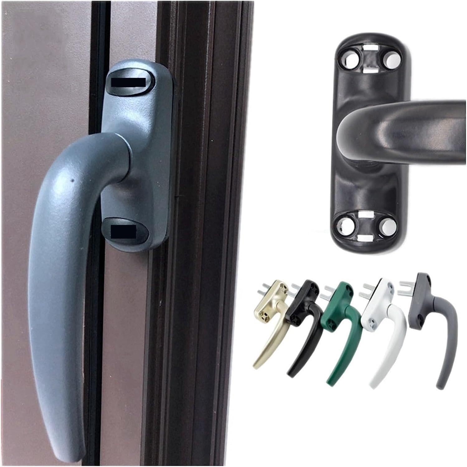 window handle, Glass Window Furniture Handle Cabinet Bathroom Balcony Pull Household Hardware (Color : Green, Size : Left) (Color : Beige, Size : Left) (Color : Svart, Size ( Color : Groen , Size : Le