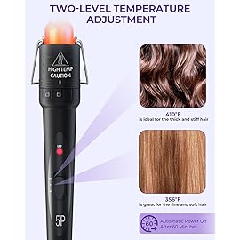 5 in 1 Curling Wand Set: Ohuhu Curling Iron Wand 5Pcs 0.35 to 1.25 Inch Interchangeable Ceramic Barrel Heat Protective Glove 2 Clips Dual Voltage Hair Curler Girls Women Mother Christmas Gift Rainbow