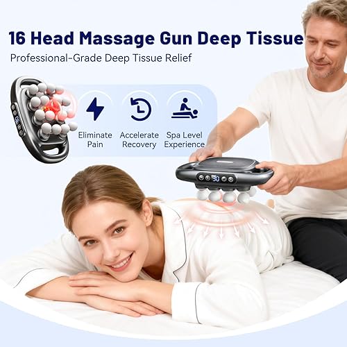 Miniatura 2 de Veloreva Masajeador, 4 en 1, pistola de masaje de 16 cabezas de tejido profundo, derrite nudos profundos y tensión muscular en 60 segundos, 3 modos