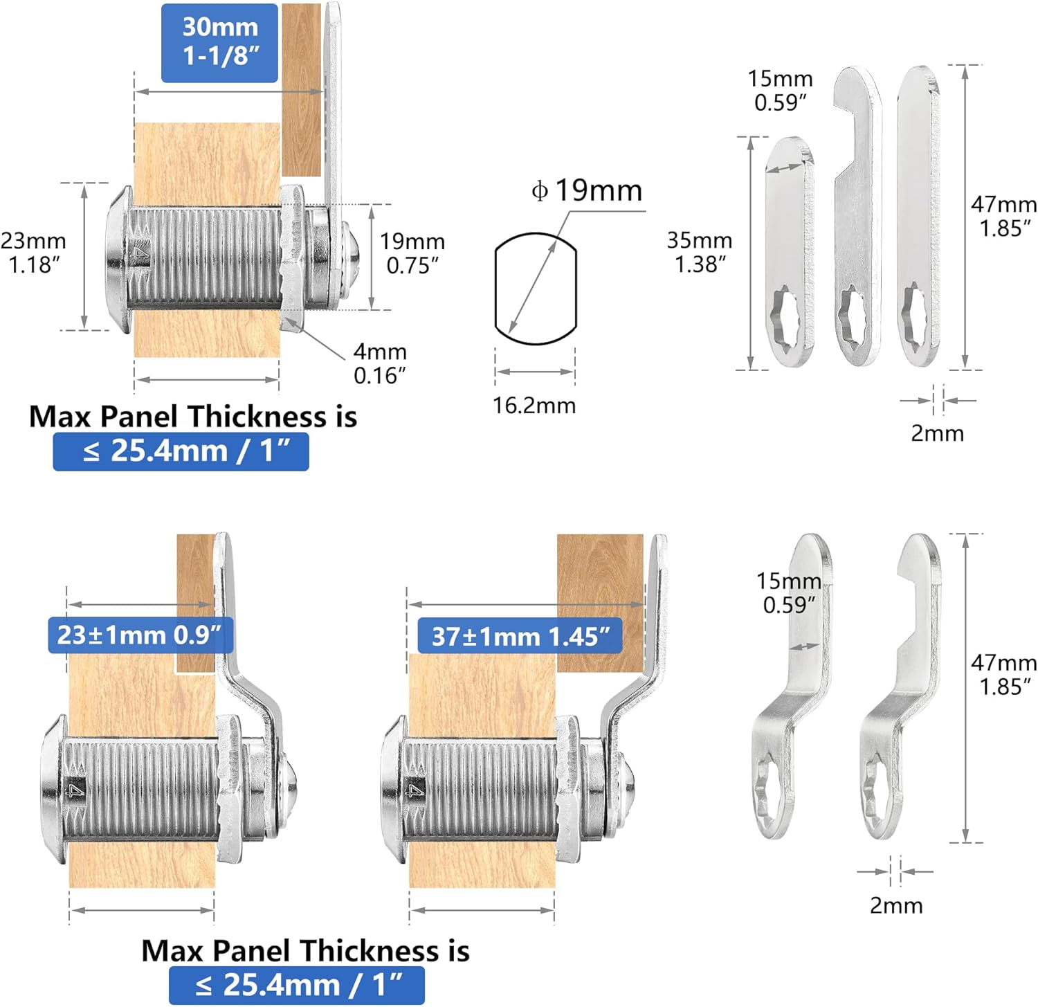 1-1/8" Cabinet Locks Keyed Alike,Cam Locks with Keys,Secure Cabinet Drawer Lock