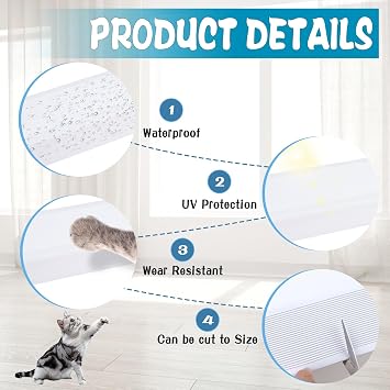 2 Rolls Dog Cat Scratching Window Sill Protector - 5.5 in x 6.6 Ft L-Shape Rubber Window Sill Cover Window Sill Guard Protector for Pet Cat Claw Scratching Chewing, White