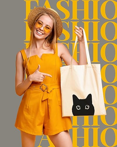 Miniatura 2 de AUSVKAI Bolsa de lona estética para mujer, lindas bolsas de algodón reutilizables de tela para ir de compras, playa, regalos de moda