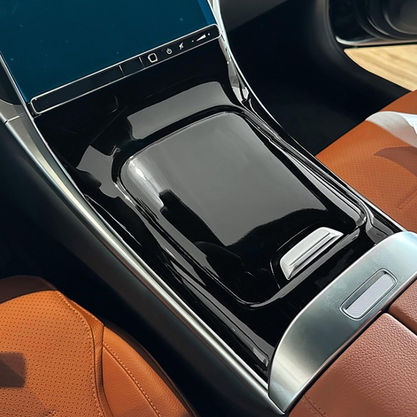 Rivestimento del pannello del cambio della console centrale, aspetto di lusso, copertura di protezione in materiale ABS per Mercedes Classe GLC X254 dal 2023 in poi veicoli con (Nero brillante)