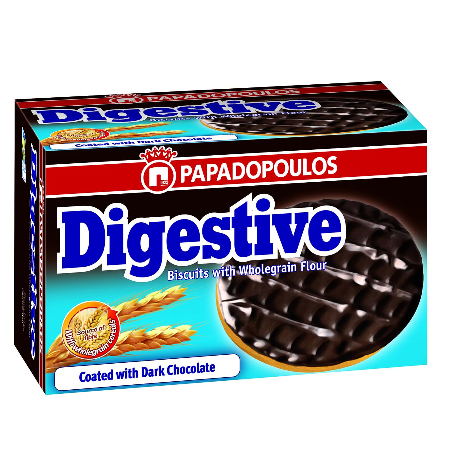 Papadopoulos Digestive Biscuits With Wholegrain Flour, Dark Chocolate 200g