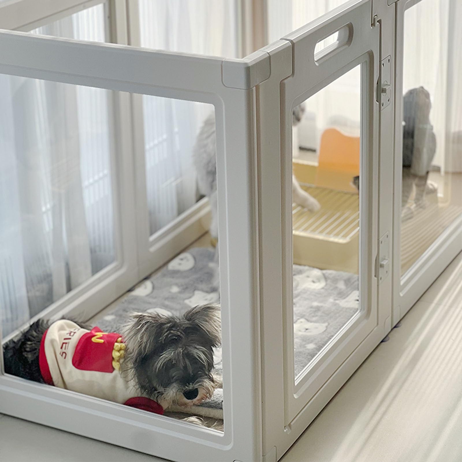 Genérico Parque Transparente para Perros, Parque para Cachorros, Corral expandible, Valla Plegable con Puerta de Paso, Apto para Perros, Gatos, Conejos y Mascotas(60cm/23.6in,12Pieces)