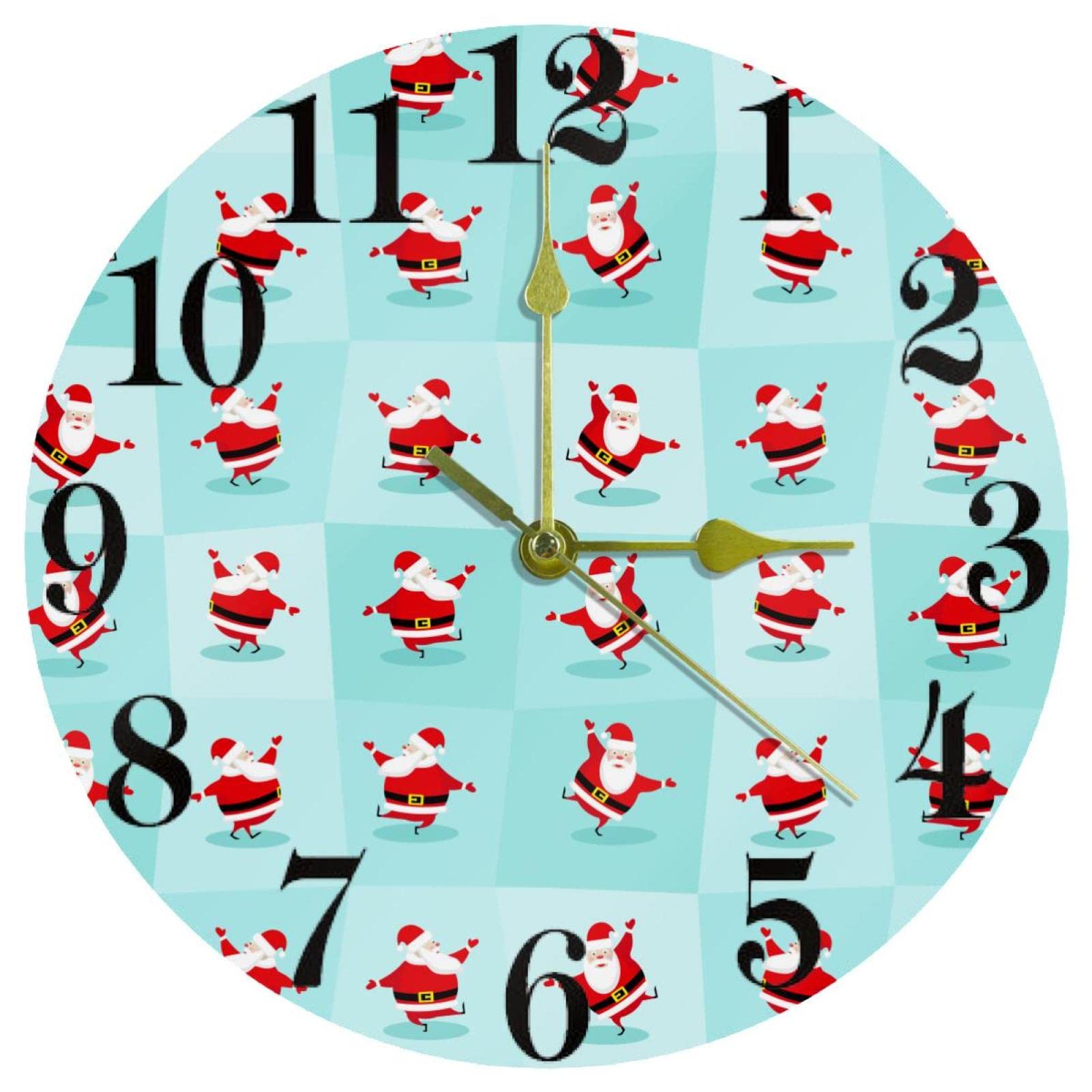 Horloge murale de Noël pour cuisine et salon, décoration ronde de 25,4 cm