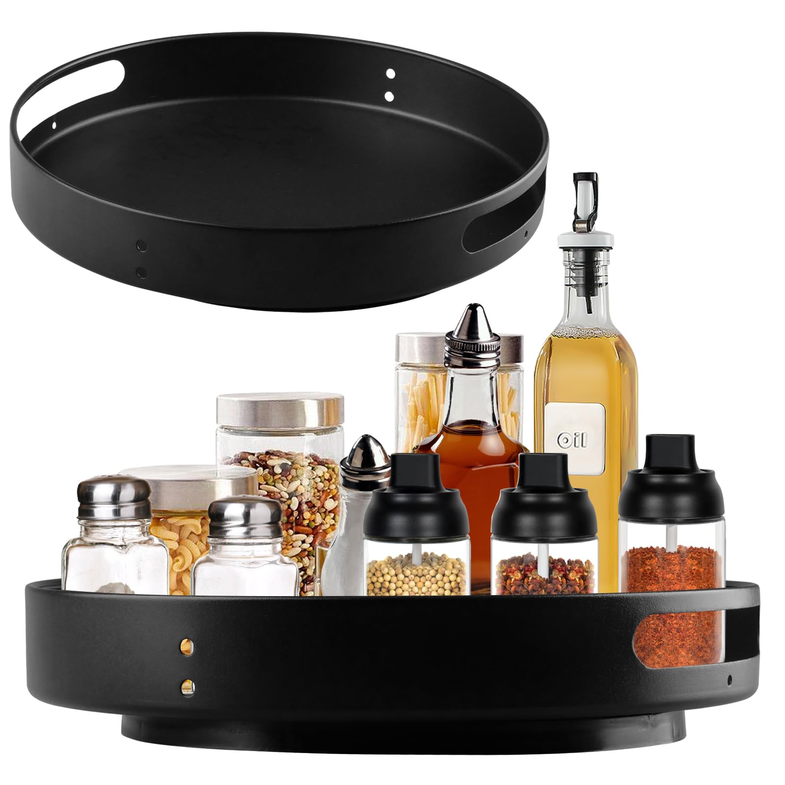 Lazy Susan StarryTiger - Vassoio Girevole 360° Per Spezie E Cosmetici | Acciaio 22x22x5 Cm - Foto 5