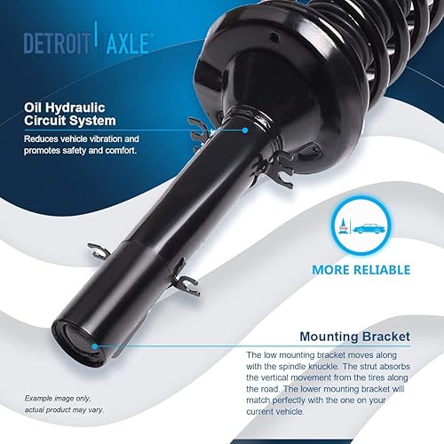 Miniatura 4 de Detroit Axle - Puntales delanteros para Volkswagen Jetta 1999-2005 1998-2010 Beetle 1999-2006 Golf Complete 2 puntales con resorte helicoidal 2000