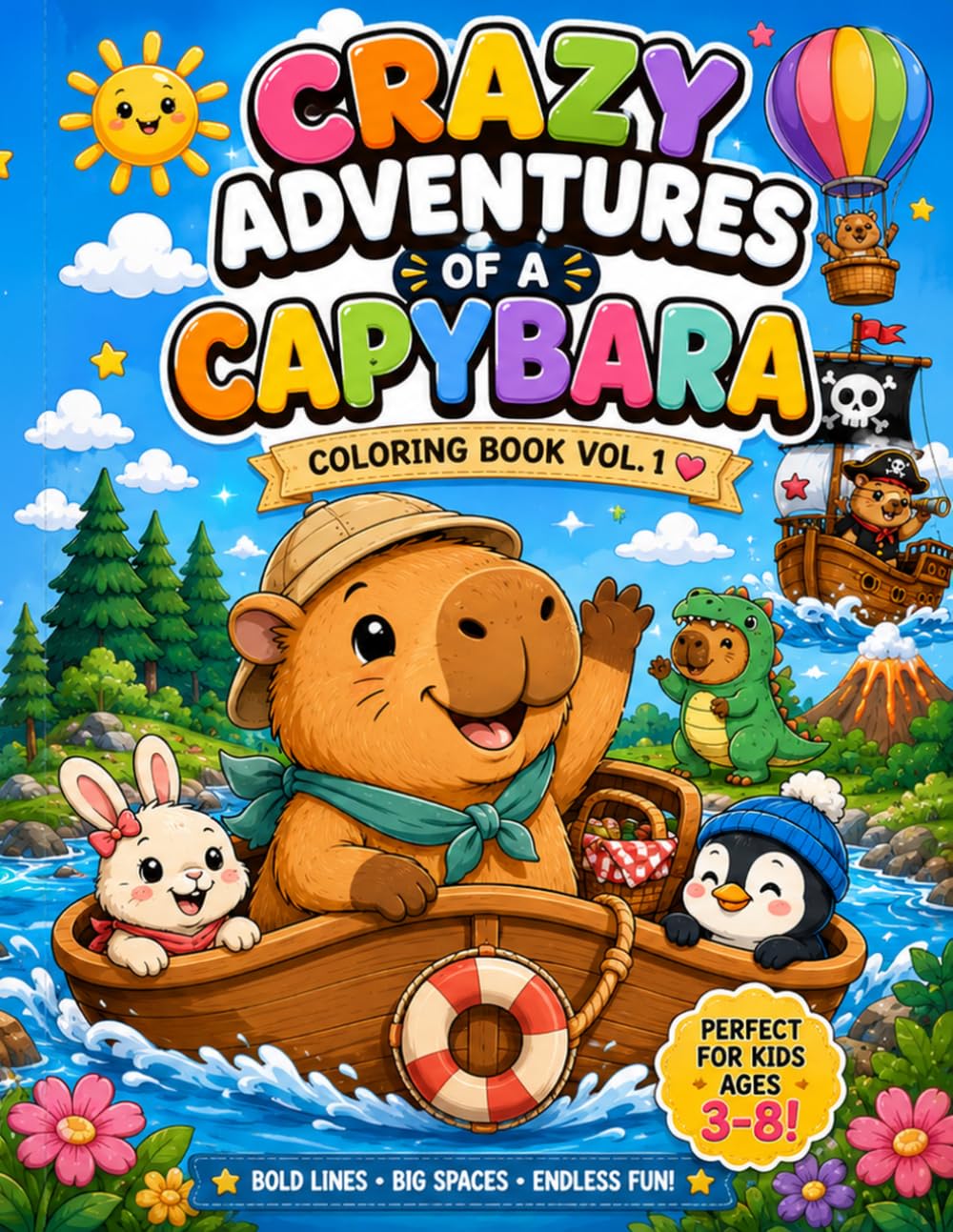 Crazy Adventures of a Capybara: Coloring Book Vol. 1 (Crazy Capybara Coloring Adventure)
