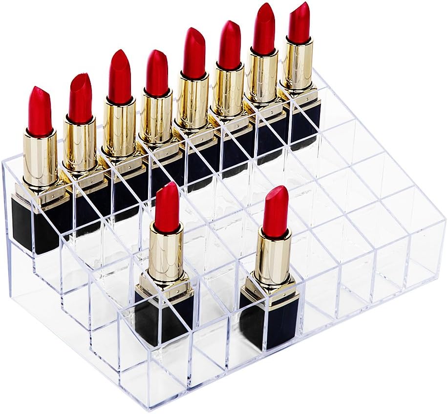 HBlife Lipstick Holder - 40 Space Clear Acrylic Lipstick Organizer Display Stand for Cosmetics, Makeup, Brushes, Bottles and More