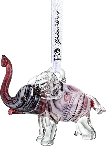 Adorno colgante decorativo de elefante de vidrio soplado, adorno artístico de animales de vida silvestre para decoración del jardín del hogar (2.5