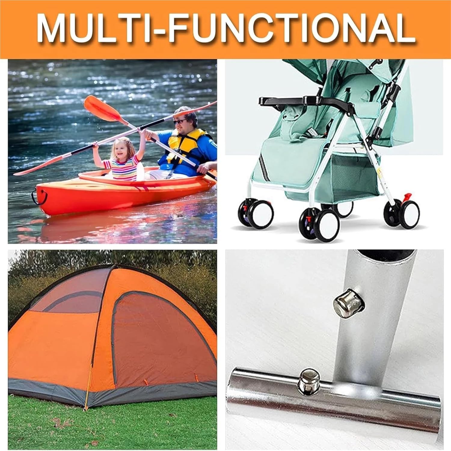 Push Button Spring Clip 50/100pcs Double Button Kayak Paddle Snap Spring Clip Steel V-Shaped Lift Telescopic Locking Tube Pole Clips for Camping Kayak