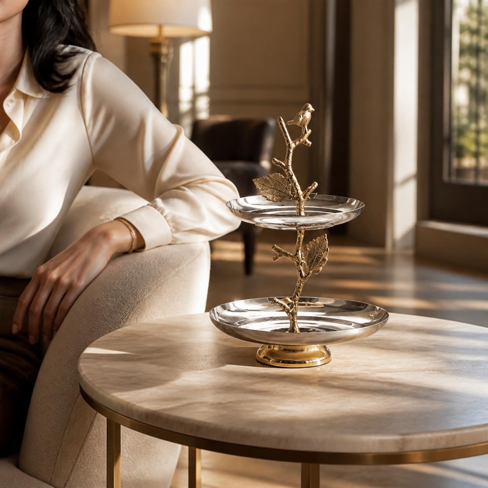 Baoblaze Alzata a Due Piani Elegante | stile fatto a mano in Stile Europeo, Alzata per dolce Due Livelli, Feste, Stile B