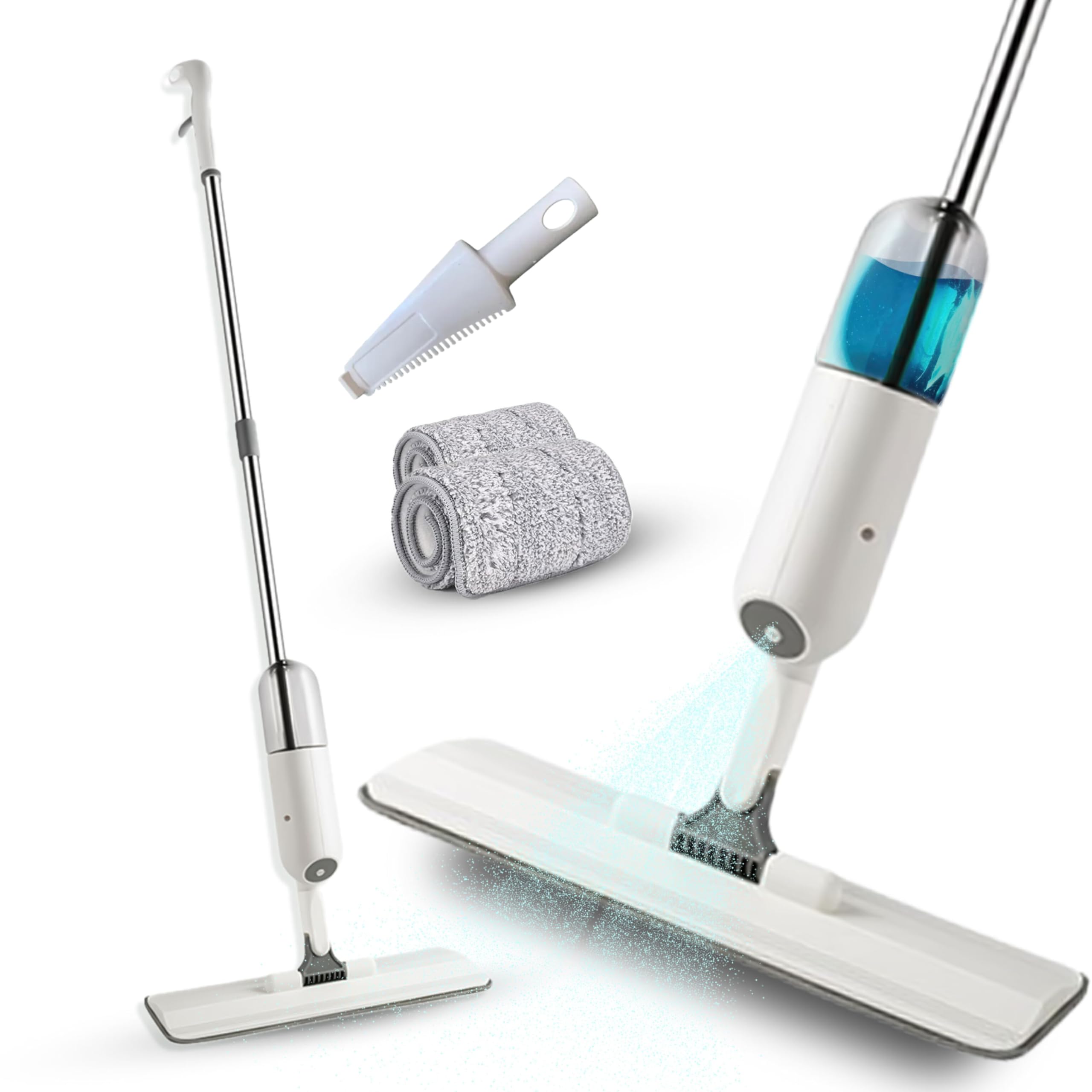 Cleaning Mop with Refillable Water Tank and 2 Washable Microfiber Pads & 1 Scraper- 420ml | Spray Mop with adjustable 360 Rotating mop head | Flat Mist Mop for Wet & Dry Floor for Home, Kitchen&Office