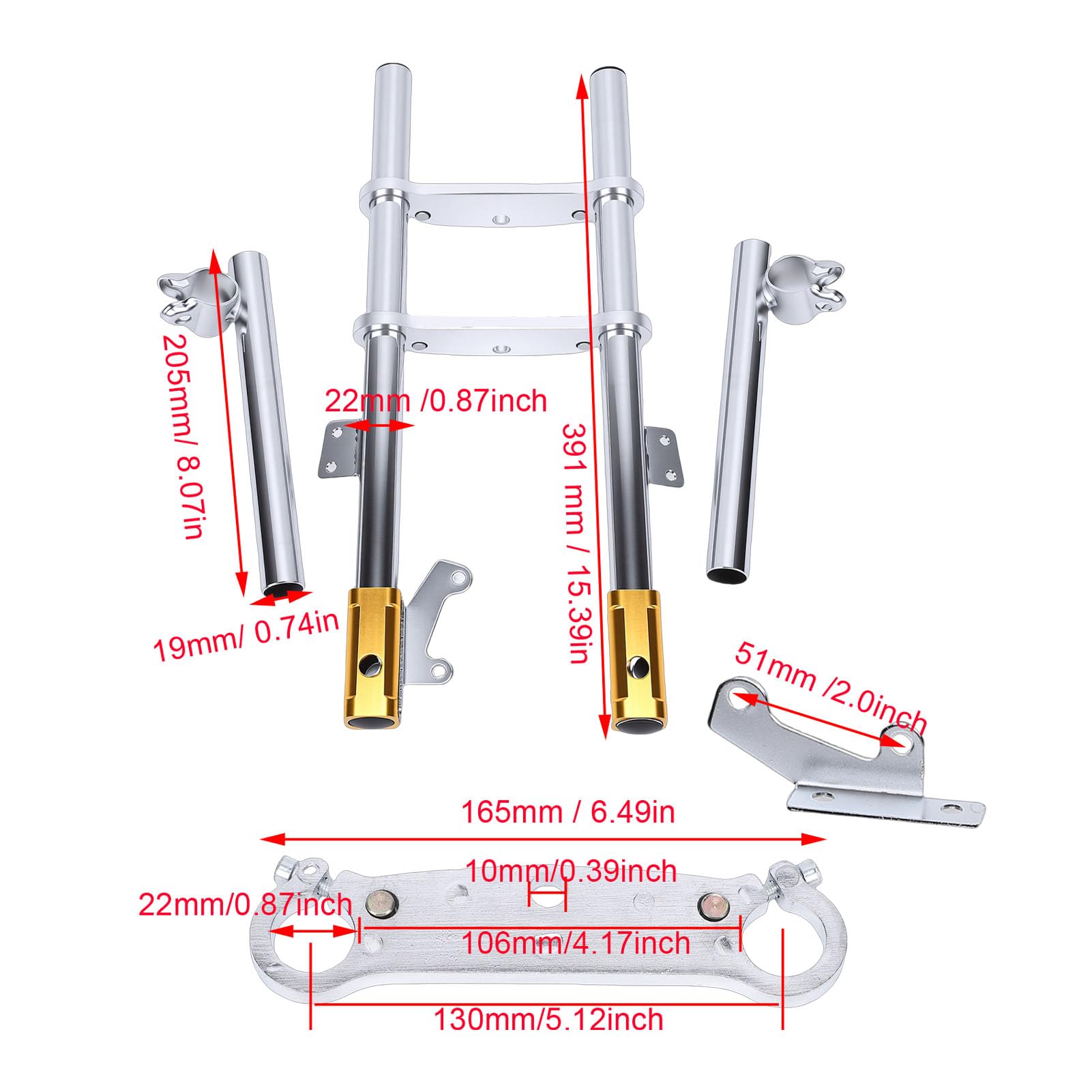 Aramox Fourche Avant à Suspension, Jeu de Suspension de Fourche Avant pour Moto pour 47ml 49ml Minimoto Mini Dirt Bike Quad Pocket Bike