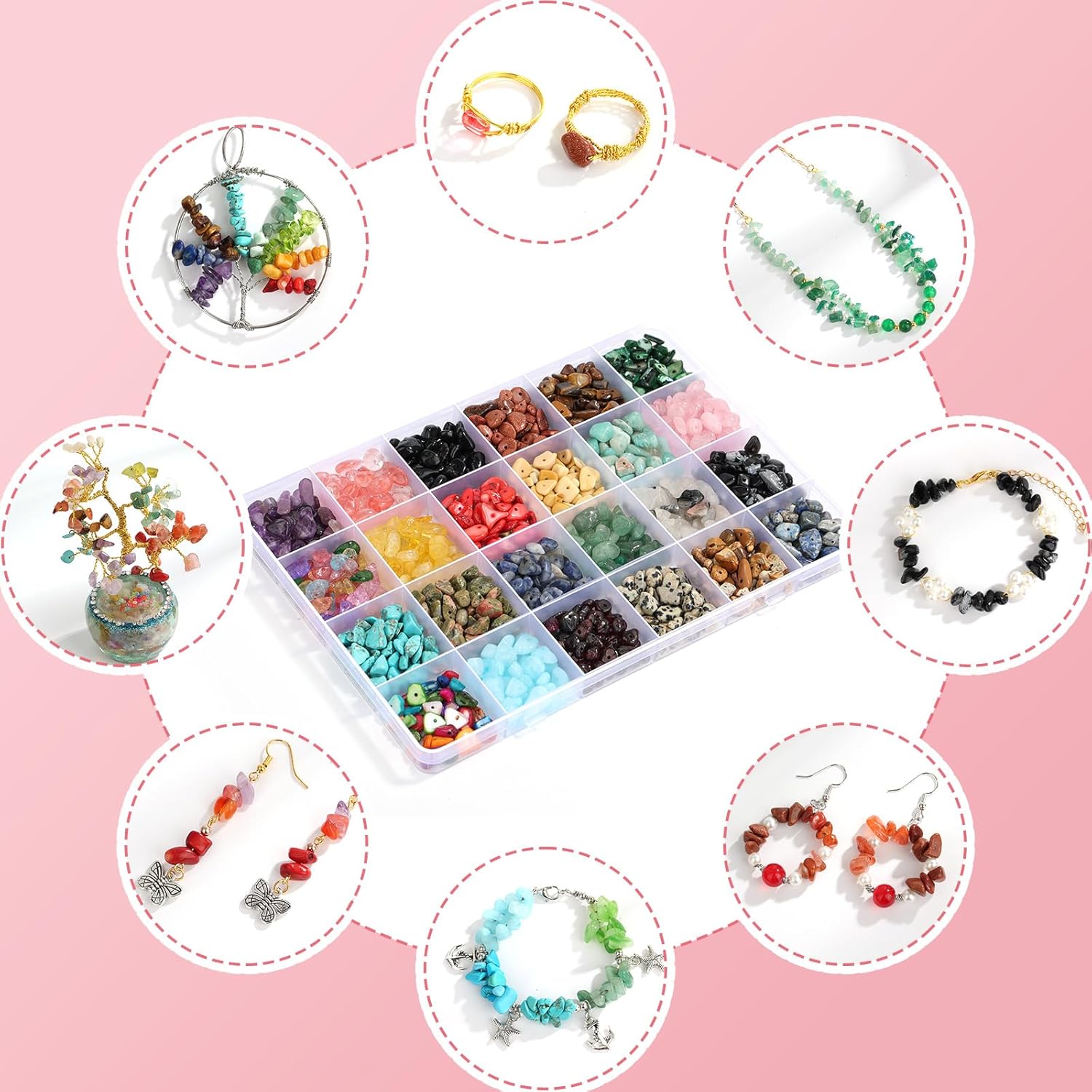 selizo 1669 Pcs Jewelry Making Supplies Kit for Adults Women, Earring Necklace Making Kit with Crystal Beads, Beading Wire, Pliers and Earring Making for Supplies for DIY Jewelry Making Crafts