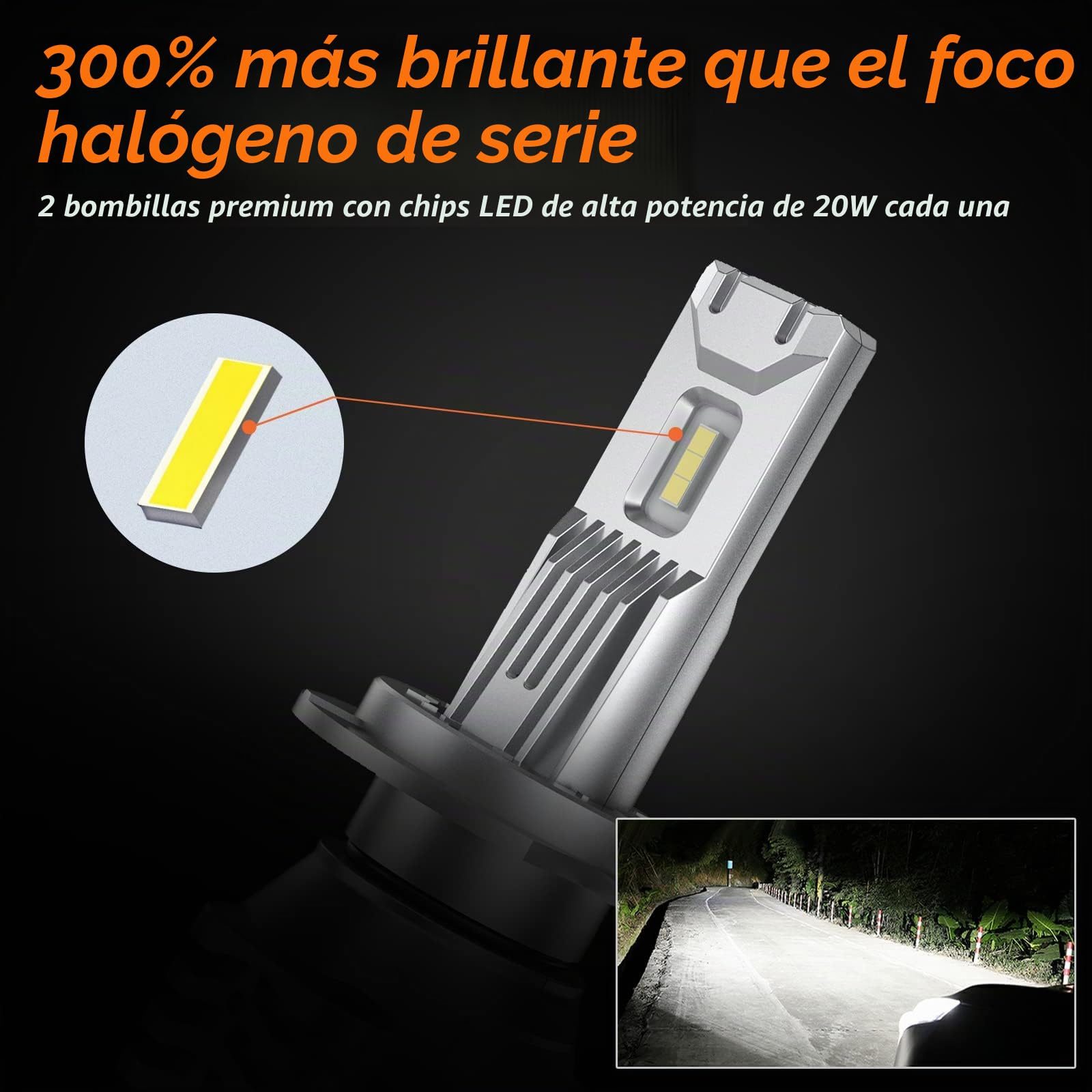 D-Lumina Bombilla led H7 para Faros Delanteros,60W 12000LM,6500K Blanco Frío Bombillas Antiniebla,kit de Conversión Todo en Uno, Reemplazo Halógeno,2 Años de Garantía (2 Unidades)
