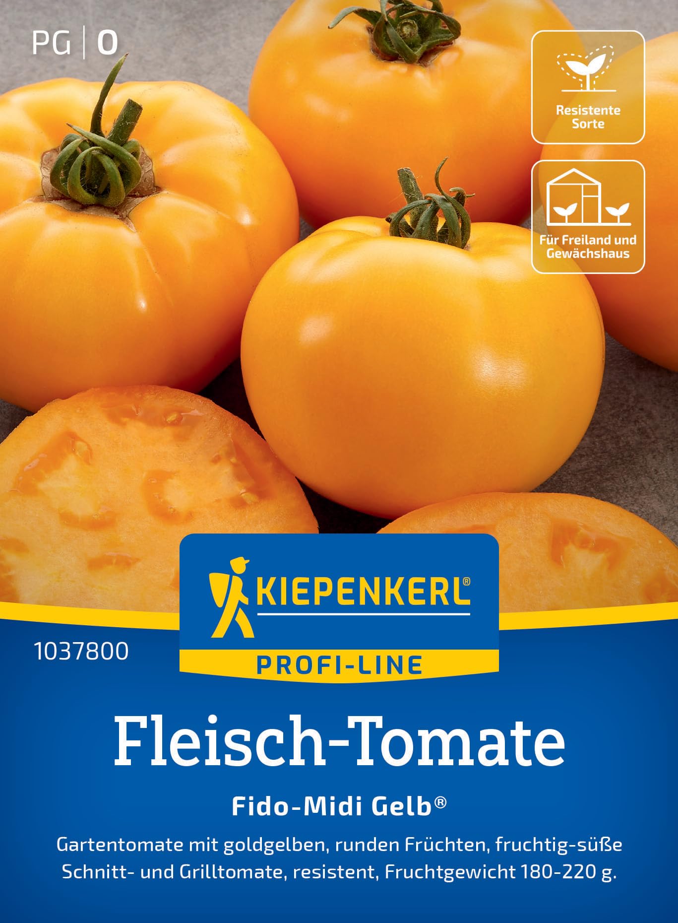Kiepenkerl Profi-Line Fleisch-Tomatensamen Fido-Midi Gelb 1037800 - Resistente Sorte - Fruchtgewicht 180-220 g - Gemüsesamen, Samen Gemüse, Saatgut