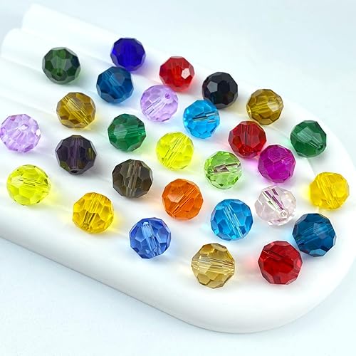 Tingoons 400 PCS 4mm Crystal Glass Beads Round Multiple Faceted Loose Spacer Glass Beads for DIY Handcrafte Bracelet Necklace Earring Jewelry Making(Multicolor) - 421-Multicolor - 4mm