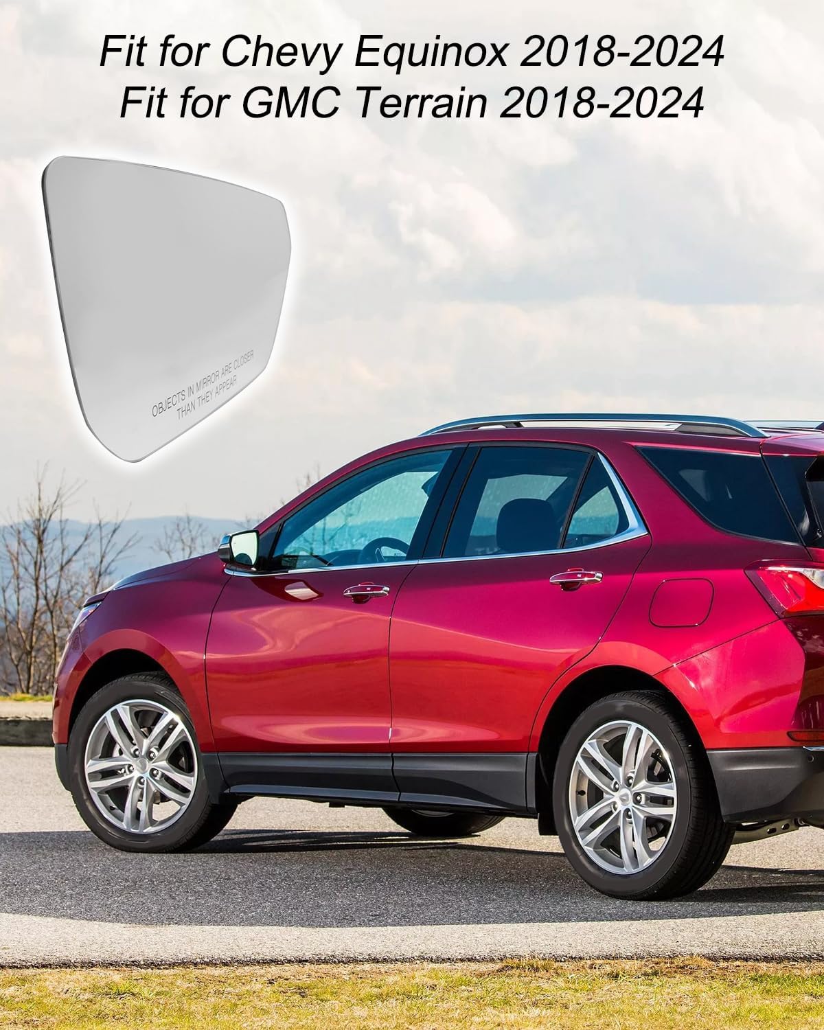 Heated Mirror Glass with Backing Plate Fit for Chevy Equinox GMC Terrain 2018-2024, Passenger Side View Convex Mirror Replace 23406427 GM1325151