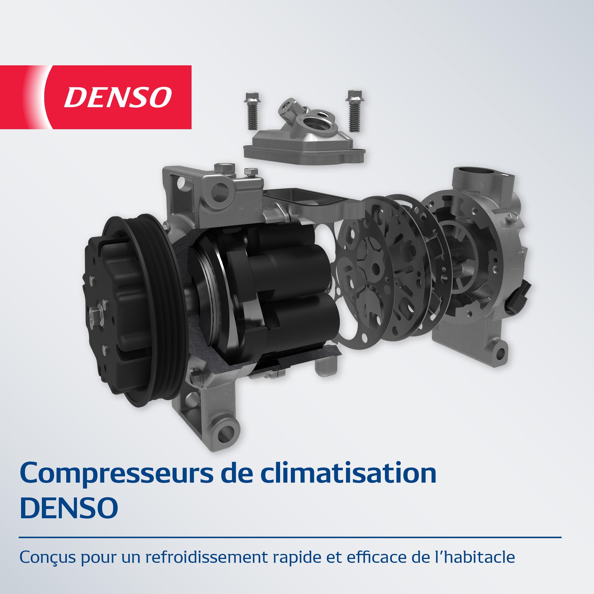 DENSO Compresseur de climatisation (Référence DCP23035) pour la climatisation du véhicule – Qualité OE, remplacement direct, performance fiable, refroidissement efficace, faible charge moteur | Compatible avec: RENAULT GRAND SCÉNIC III, MEGANE III Coupe,