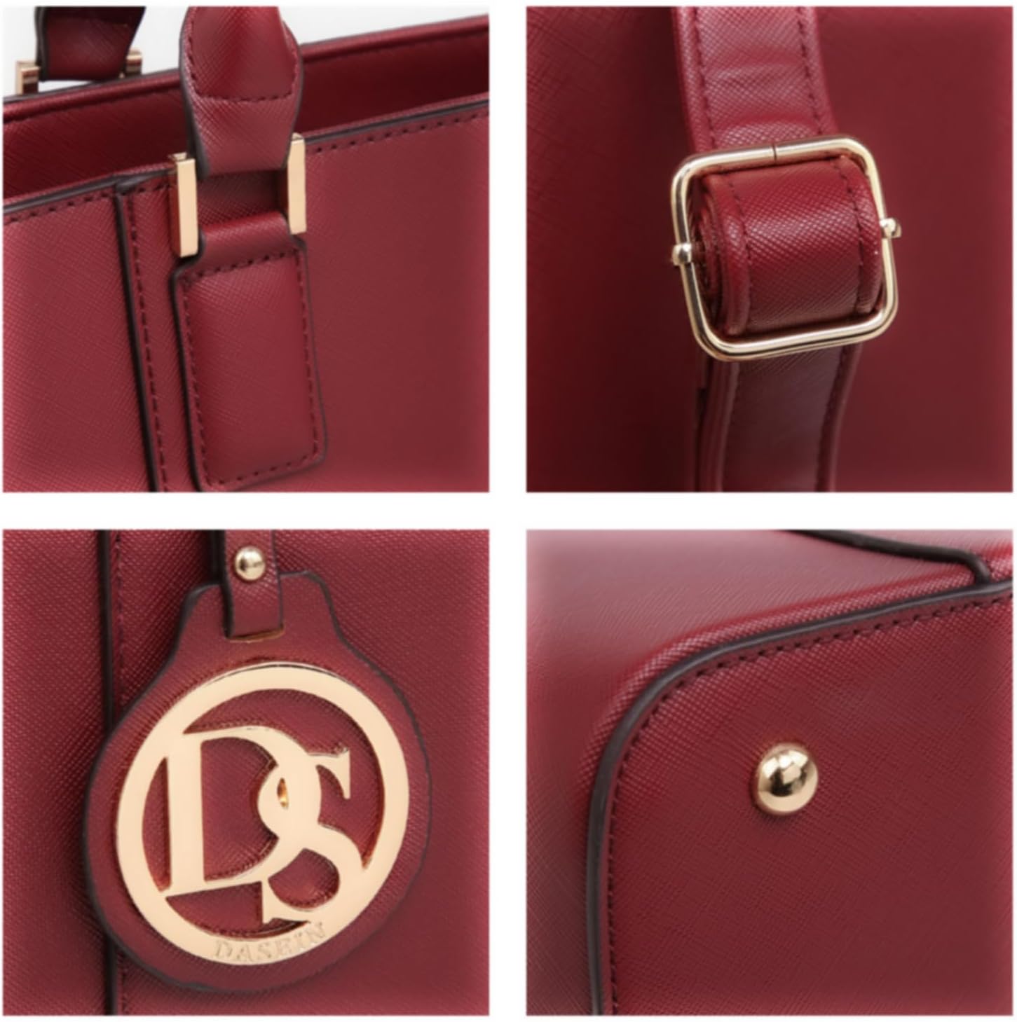 Dasein Women Satchel Purse Handbag Shoulder Bag Work Tote Bag with Matching Clutch - Image 3