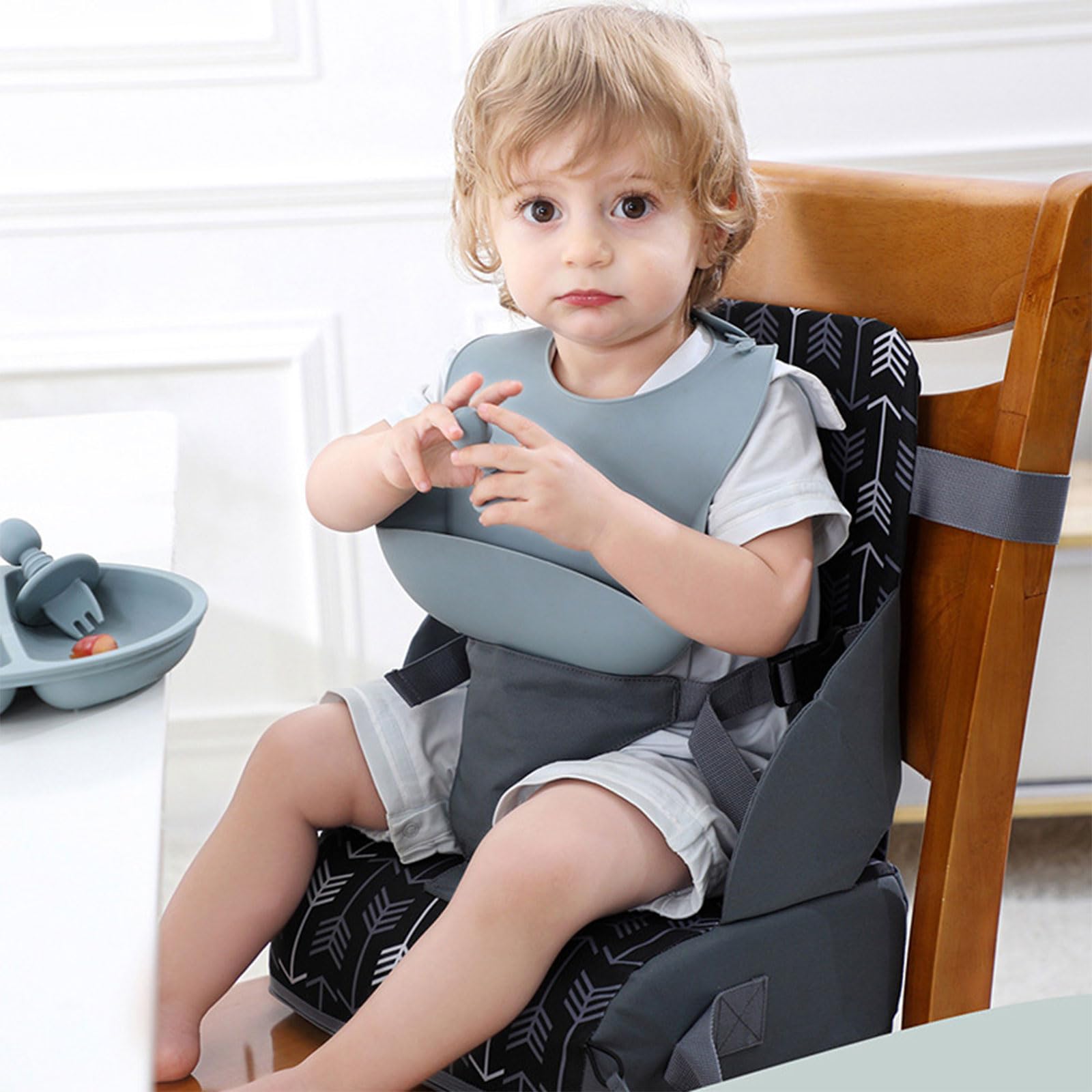 Asiento elevador plegable para niños pequeños, cojín elevador para mesa de comedor, cojín elevador de cinturón ajustable, cojín elevador para niños