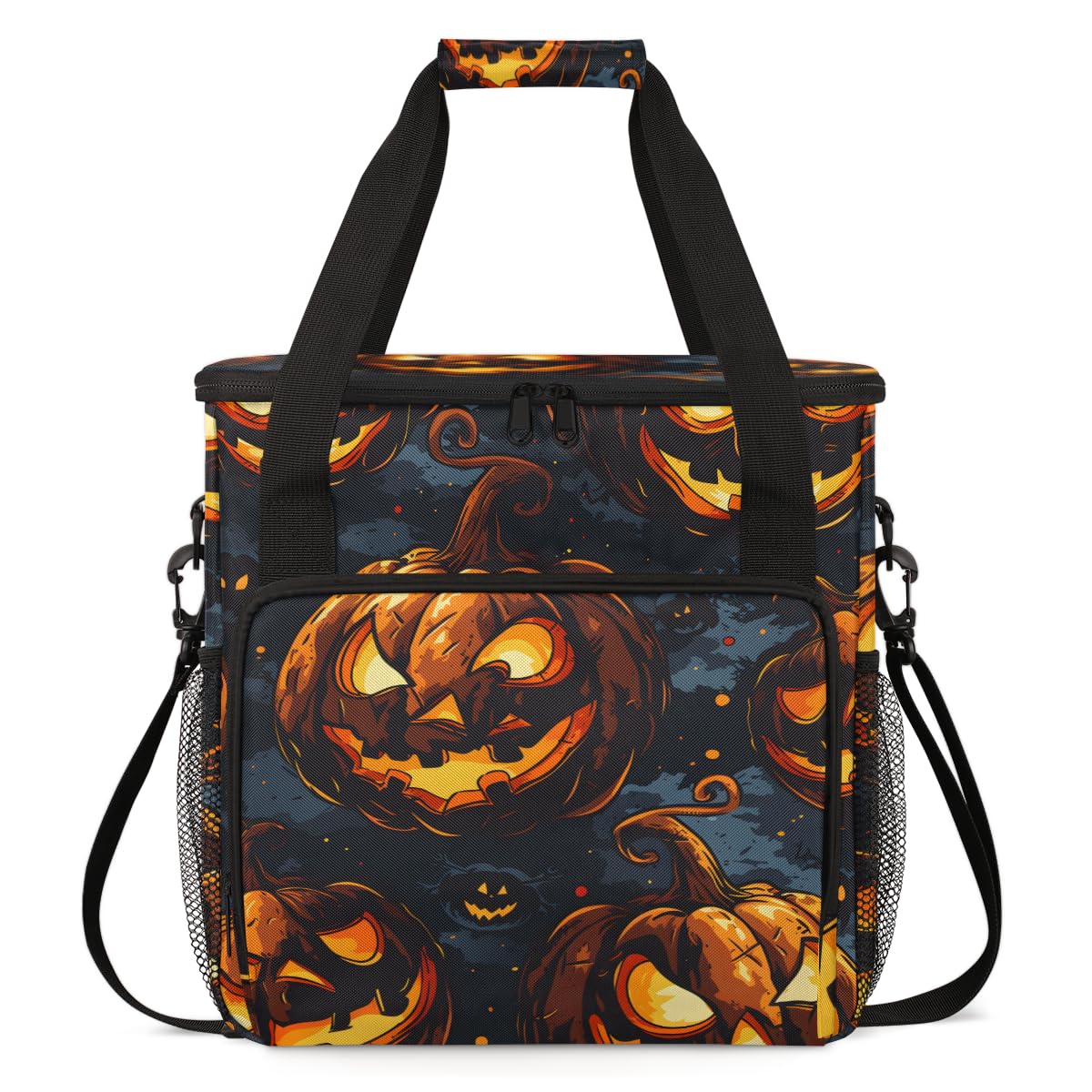 Abstract Pumpkin Coffee Maker Carrying Bag, Magical Pumpkin Travel Storage Bag Compatible with K-Mini or K-Mini Plus, Single Serve Coffee Brewer Carrying Case with Multiple Pockets & Shoulder Strap