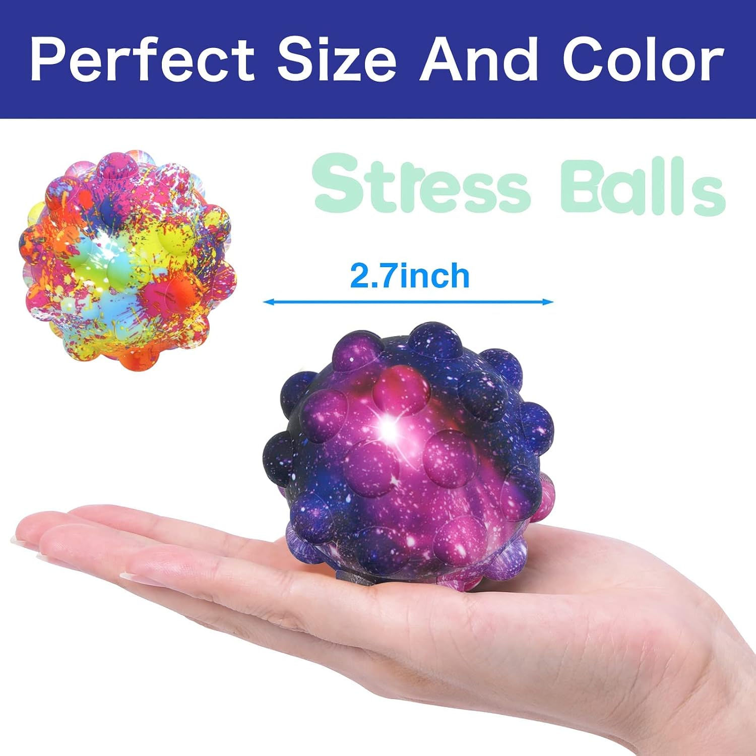 3 Pcs Pop Stress Ball Fidget Toy,Easter Basket Stuffers 3D Silicone Push Bubble Stress Balls, Squeeze Sensory Toy for Kids