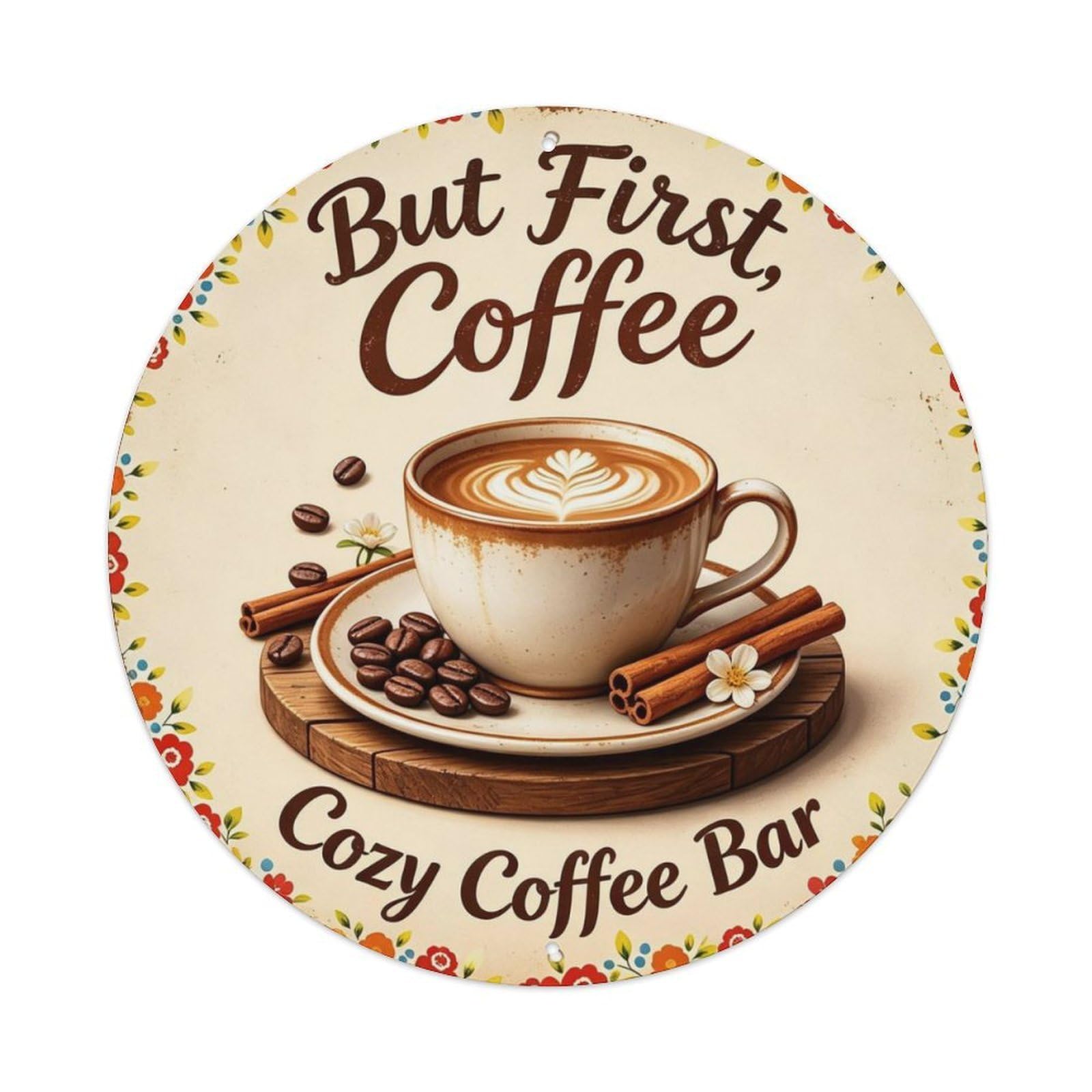 Cozy Coffee Bar Metal Tin Sign Plaque